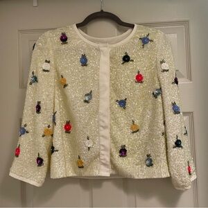 Elevenses Sequined & Beaded Floral Cardigan Jacket